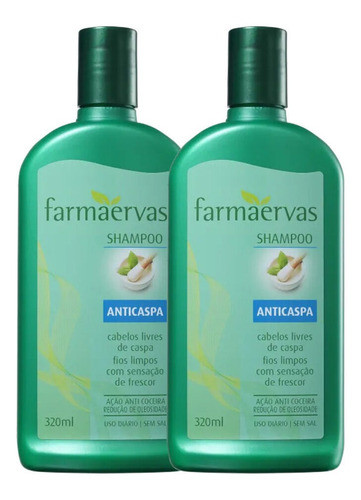 Kit 2 Shampoo Anti Caspa 320ml Oleosidade Coceira Farmaervas 0