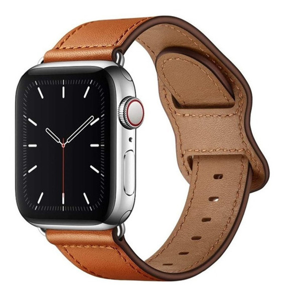 Malla Cuero Para Apple Watch Brown/silver 41mm/40mm/38mm 0