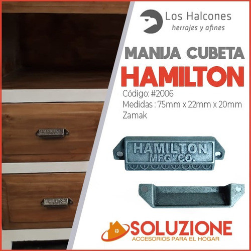 Manija Tirador Cubeta Hamilton Vintage Cajon Cobre 1