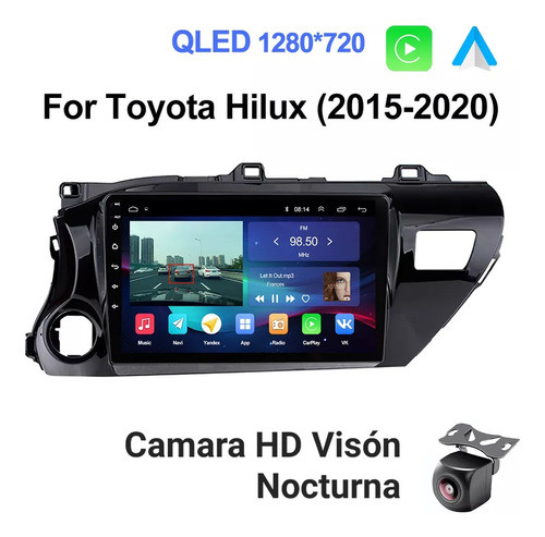 Radio Multimedia 10p. Toyota Hilux 2016/23 Carplay Camara Hd 0
