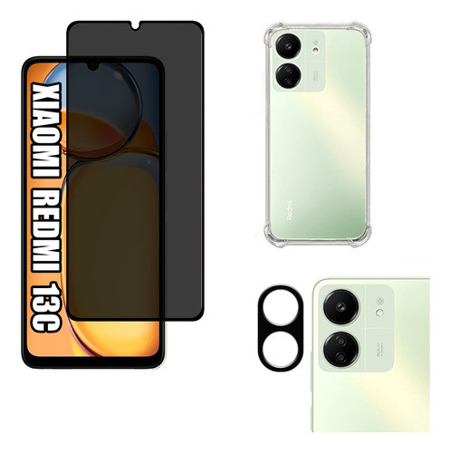 Kit P/ Redmi 13c Película De Privacidade 3d + Capa + Câmera 0