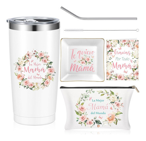 Vaso Termico Regalo Mamá + Accesorios  600cc Bebidas 0