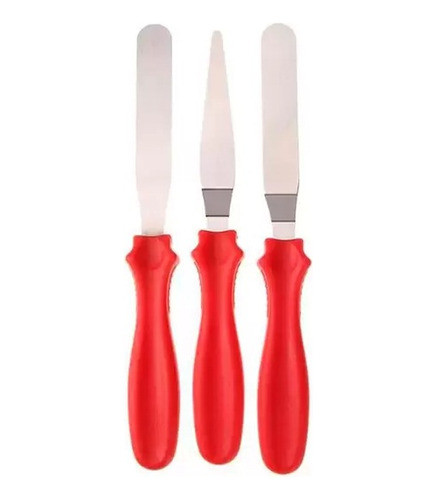 Kit Cozinha Espátula Inox 3 Peças Conjunto Para Confeitar 0