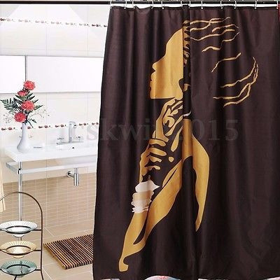 66'' X 72'' Retro Mujer Africana Impermeable Baño Ducha Cort 1