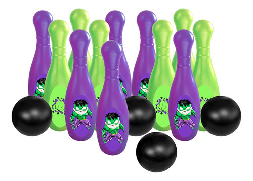 Kit 2 Jogos Boliche Grande Super Herói Hulk 12 Pinos 4 Bolas 0