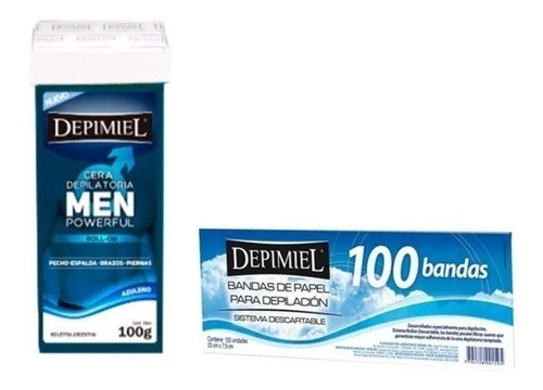 Depimiel Kit Depilatorio 1 Ceras Roll On Hombre+ 100 Bandas 0