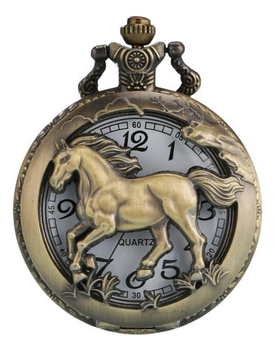 Relógio Bolso Cavalo Horse Rodeio Corrente Vintage Bronze 0
