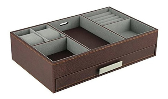 Piel Sintetica Cafe Valet Bandeja Computadora Cajon Moned 1