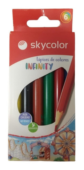 Lapices Skycolor De Colores Cortos Caja X6 X10 0