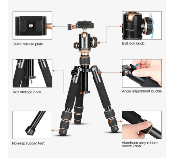 Mini Tripode Koolehaoda Kq-155 Portatil Aluminio Ajustable 1