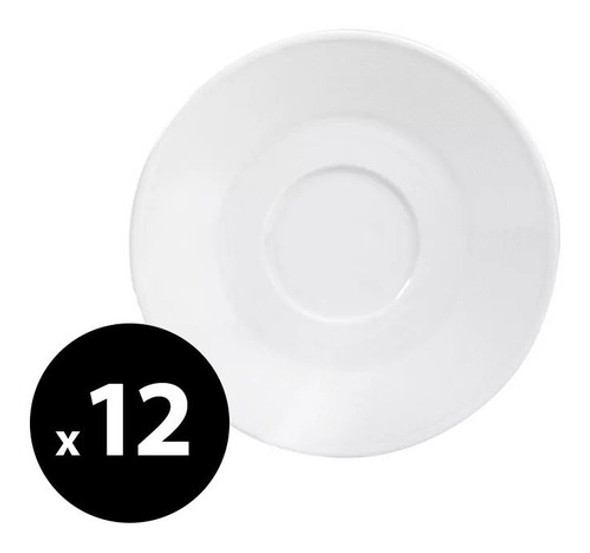 12 Platos Cafe Pocillo Porcelana Blanco Vajilla Tsuji 1150 0