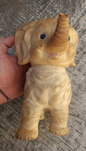 Antiguo Muñeco Goma Elefantito Elefante Piel Rose C/detalle 1