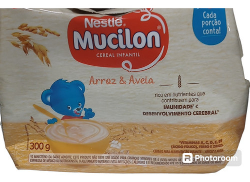 Atacado C/6 Cereal Infantil Mucilon Arroz E Aveia Sachê 300g 1