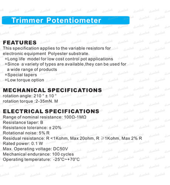 50 Trimpots Preset Horizontal 22k 22000 Ohms Lineal (223) 1