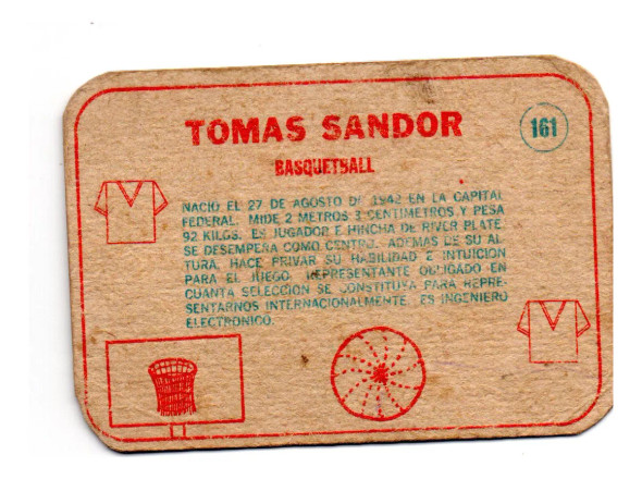 Crack Figurita Tarjeton Futbol Sport 1967 N° 161 Sandor Basket – Vintage Soccer Card – Collectible (Used) Crack Figurita Tarjeton Futbol Sport 1967 N° 161 Sandor Basket – Vintage Soccer Card – Collectible (Used)