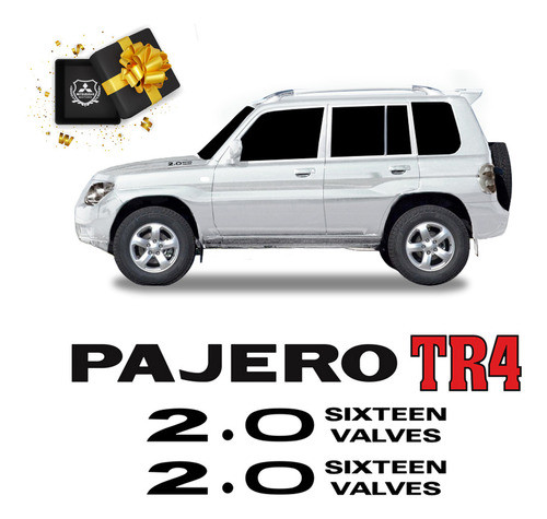 Adesivos Pajero Tr4 2.0 Sixteen Emblemas Preto Mitsubishi 0