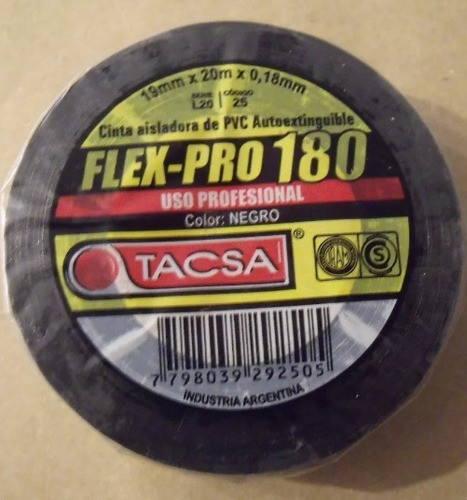 Cinta Pvc Aisladora Flex-pro 180 X10mts Negra Tacsa - Stg 0