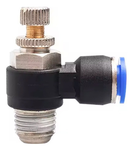 Regulador De Caudal Neumático Codo 90° 6mm X 1/4 Rosca 0