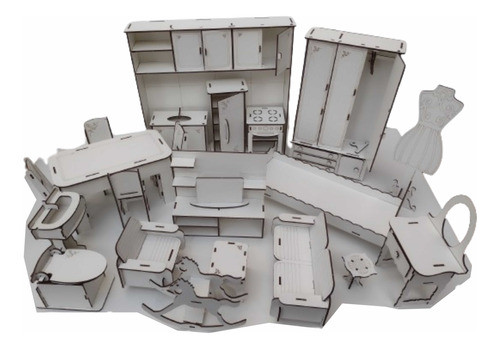Móveis Para Casa Da Barbie Branco - Kit Com 20 Móveis 0