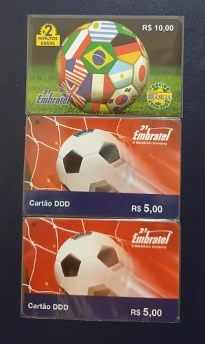3 Cartões Telefônicos Embratel Pré-pagos: Bola De Futebol. 0