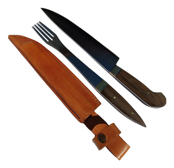 Cuchillo Artesanal Juego Asador 24cm Tope Bronce. A. Inox 0