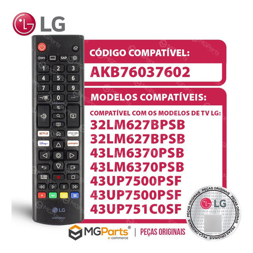 Controle Remoto LG 32lm627b 32lm627bpsb Akb76037602 1