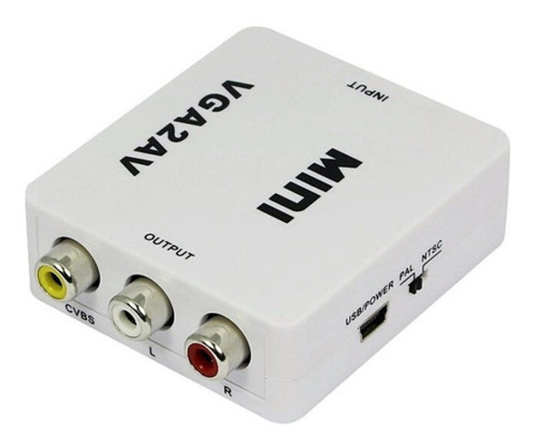 Mini Conversor Adaptador Vga Av Rca 3 Vias Áudio E Vídeo 0