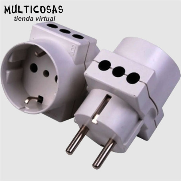 Par De Fichas Adaptador Schucko A Schucko + 2 Tomas 3 Línea 1