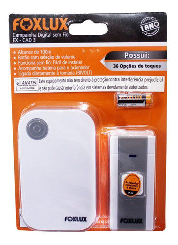 Campainha S/fio Digital Fx Cad3 Foxlux - Kit C/6 0