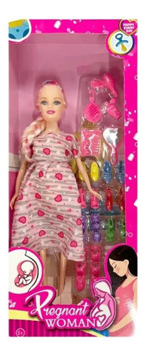 Muñeca Flaca Embarazada Con Bebé Y Accesorios, Juguete Niña 0