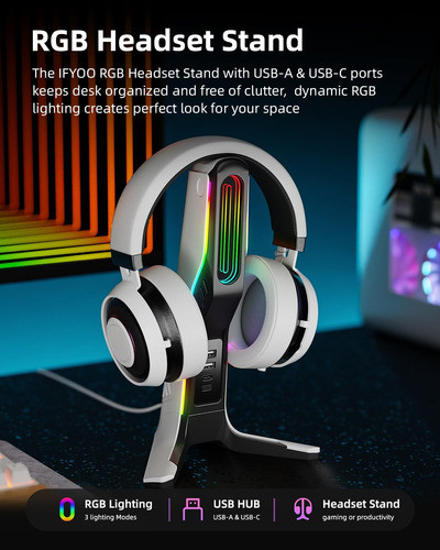 Ifyoo Rgb Gaming Headset Stand With 2 Usb And 1 Type-c Po... 1