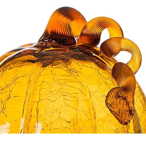 Glitzhome Soplado A Mano Calabaza De Vidrio Craquelado Ámbar 1