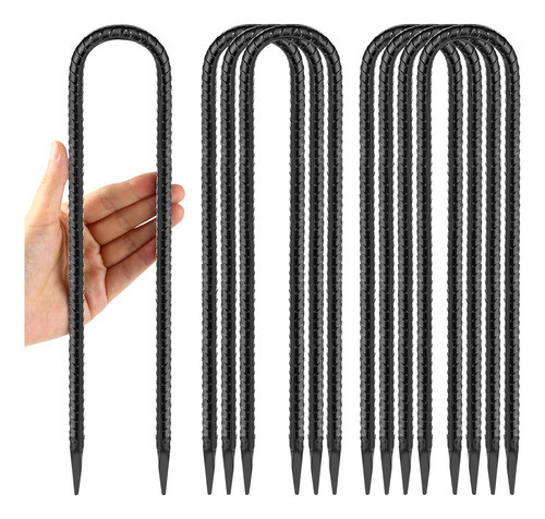 Kit De Anclaje Para Trampolín, 8 Estacas Negras U-forma 0