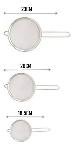 Peneira Coador Fruta Suco Kit 3 Peças Cozinha Utensilio Bar 1