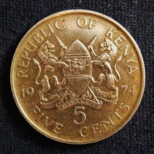 Kenia 5 Cents 1974 Excelente Km 10 0