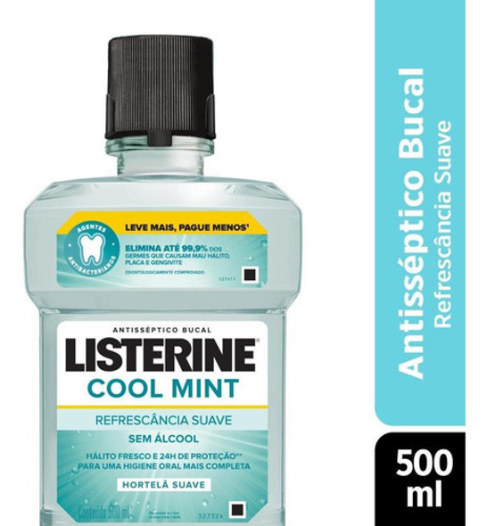 Kit 2 Antissépticos Bucal Listerine Cool Mint Suave 500ml 1