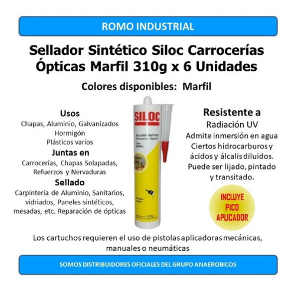 Sellador Sintetico Siloc Carroceria Optica Marfil 310g  X6u 1