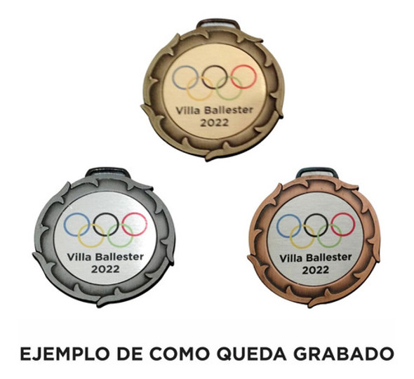 Medalla Lisa 5cm Con Cinta + Grabado  - Pack 3 Unidades 1