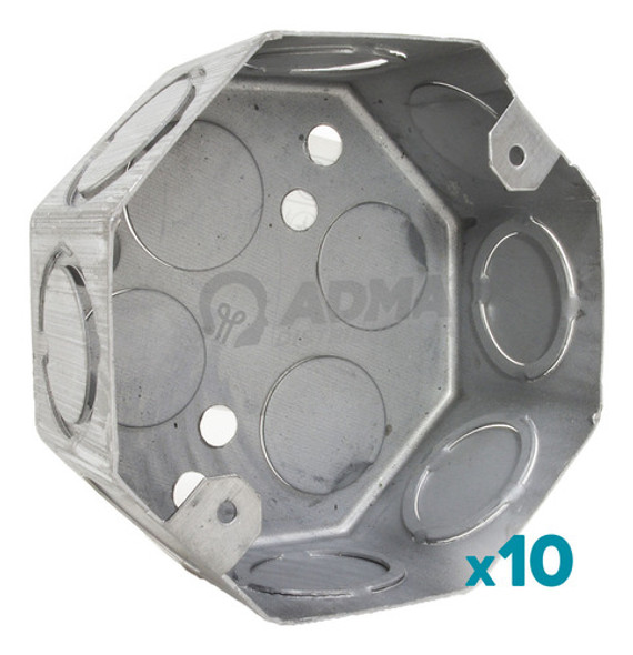 Caja Luz Embutir Octogonal Chica Chapa Ag 8x8cm X10 1
