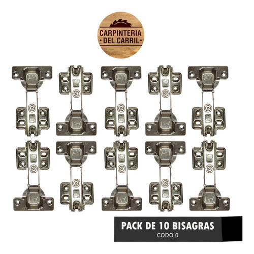 Bisagra Codo 0 Cazoleta 35 Mm Pack X 10 Uni Base 4 Agujeros 1