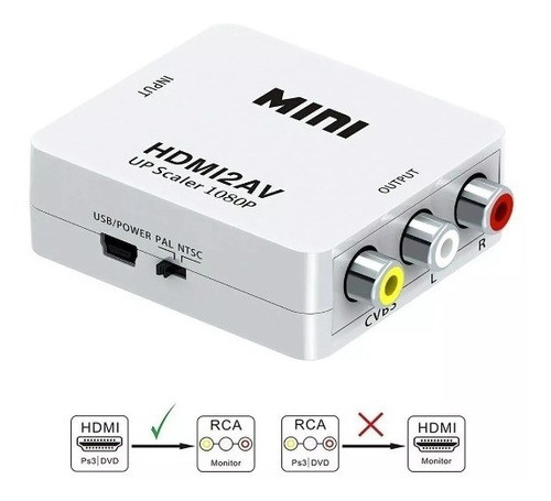 Adaptador Conversor Hdmi A Rca Suono Full Hd 1080p 1