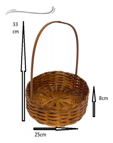 Kit 5 Cesta Redonda De Bambu 25cm 1