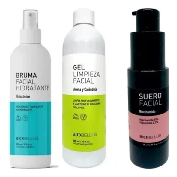 Kit Gel Limpieza Bruma Hidratant Suero Niacinamida Biobellus 0