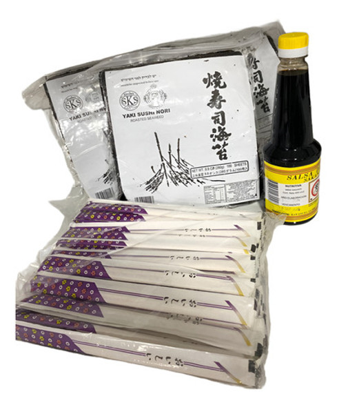 Combo Algas X100(3),salsa De Soja X450ml, Palitospara Sushi 0