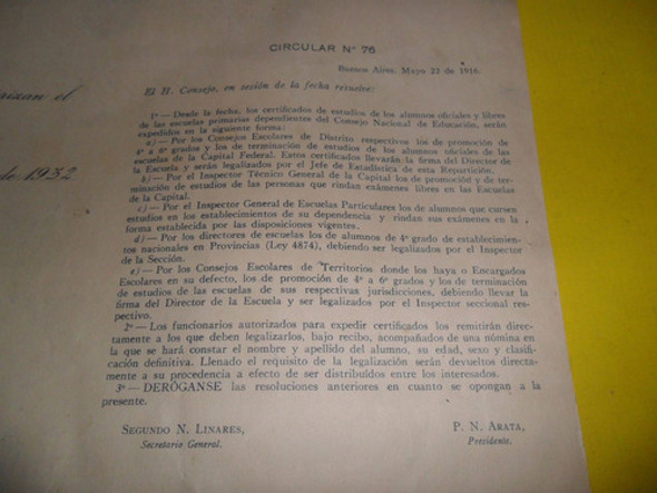 Antigua Papeleria Consejo Nacional Educacion 1932 Mackenna 1
