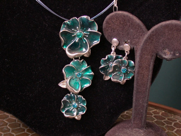 Luli Set Gargantilla Caravanas Cristal Esmalte Pensamiento 1