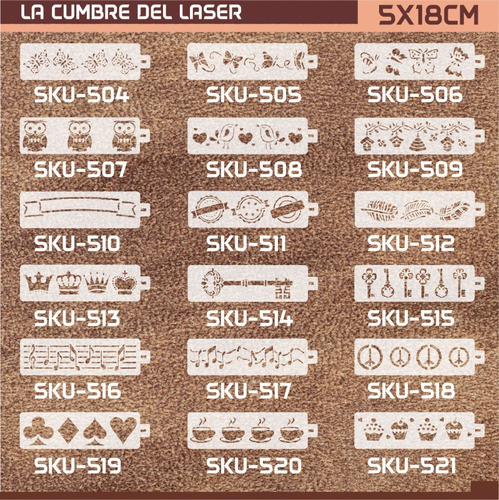 Kit Stencil Decorativo 18x5cm N°4 X3 Unidades 0