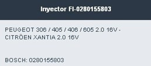 Inyector Xantia Xsara 306 406 605 806 2.0 16v 0280155803 1
