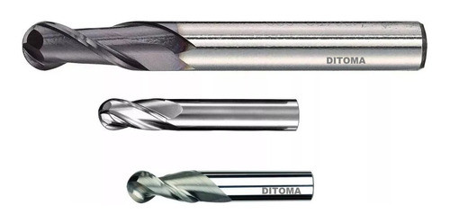 Fresa Integral Metal Duro Ø 12mm 2 Filo Esferica Endmill 1