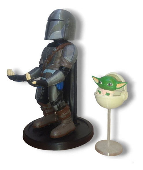 Soporte Mandalorian+grogu Bebé Yoda Joystick Xbox Ps4 Ps5 0